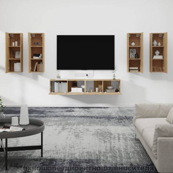 Комплект ТВ шкафове от 6 части, сонома дъб, инженерно дърво