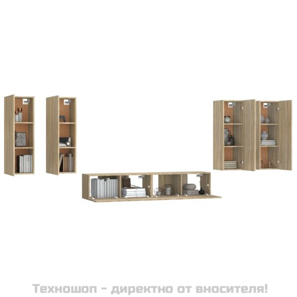Комплект ТВ шкафове от 6 части, сонома дъб, инженерно дърво
