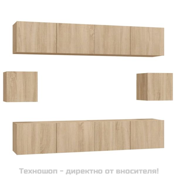 Комплект ТВ шкафове от 6 части, сонома дъб, инженерно дърво
