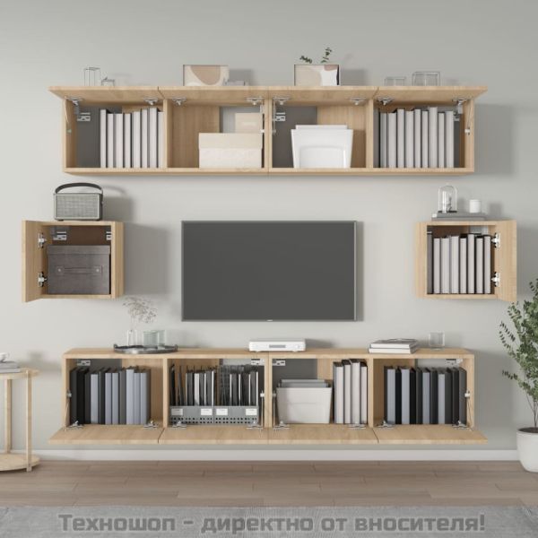 Комплект ТВ шкафове от 6 части, сонома дъб, инженерно дърво