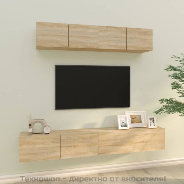 Комплект ТВ шкафове от 4 части, сонома дъб, инженерно дърво