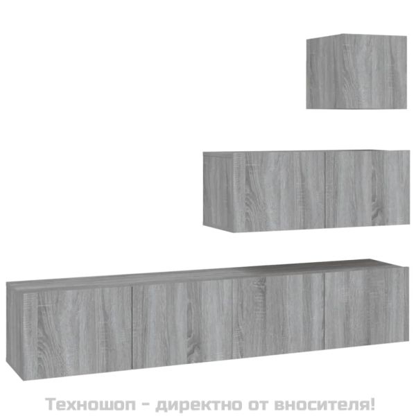 Комплект ТВ шкафове от 4 части, сив сонома, инженерно дърво