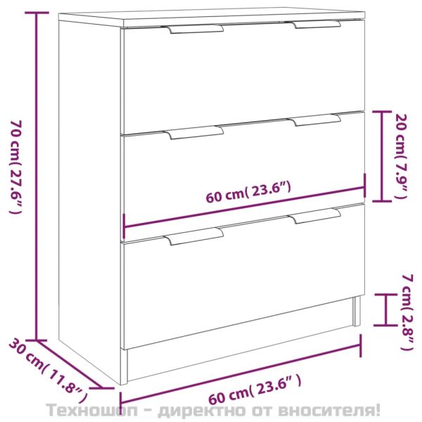 Бюфет от 3 части, сив сонома, инженерно дърво