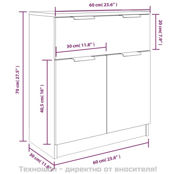Бюфет от 3 части, сив сонома, инженерно дърво