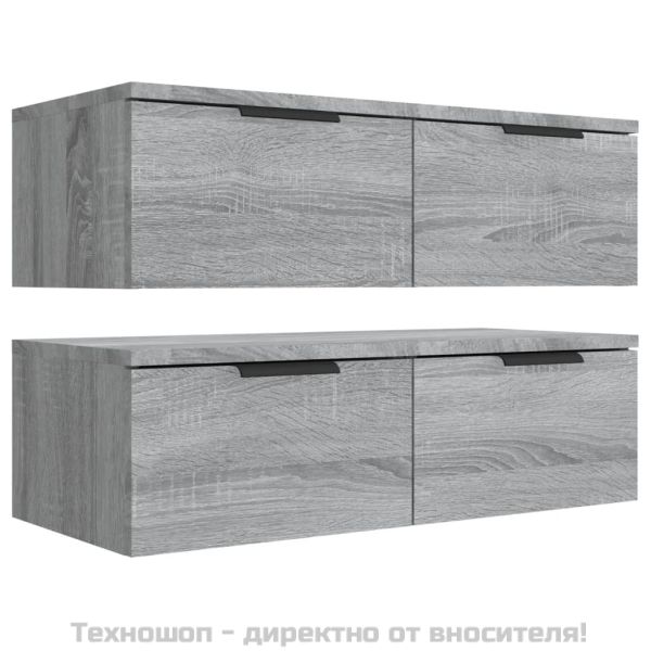 Стенни ТВ шкафове 2 бр сив сонома 68x30x20 см инженерно дърво