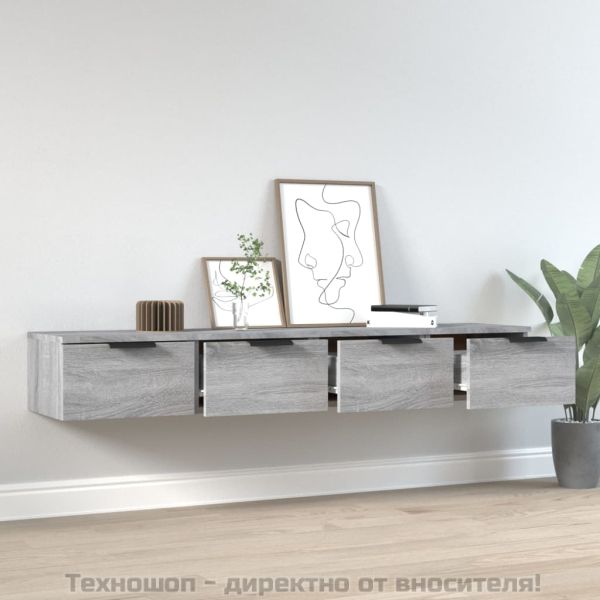 Стенни ТВ шкафове 2 бр сив сонома 68x30x20 см инженерно дърво