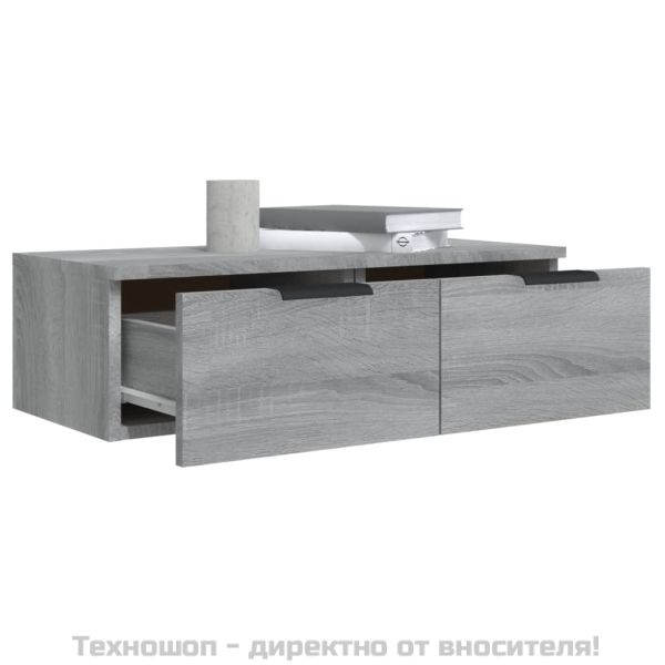 Стенни ТВ шкафове 2 бр сив сонома 68x30x20 см инженерно дърво