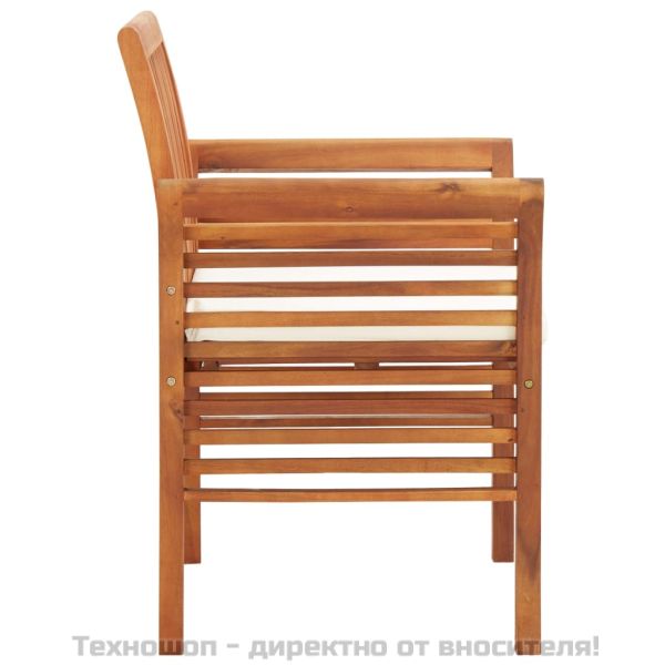 Градински трапезни столове с възглавници 8 бр масивна акация