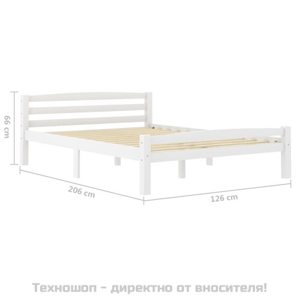 Рамка за легло, бяла, бор масив, 120х200 см
