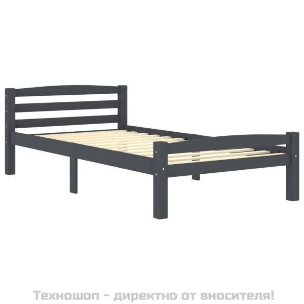 Рамка за легло, тъмносива, бор масив, 100х200 см