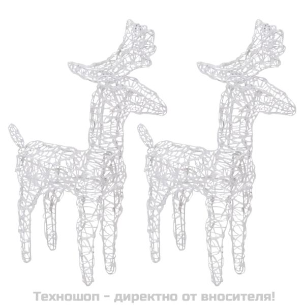 Коледни елени, 2 бр, многоцветни, 80 LED, акрил
