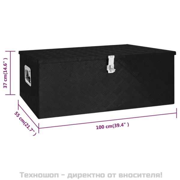 Кутия за съхранение, Черен , 100x55x37 см, алуминий