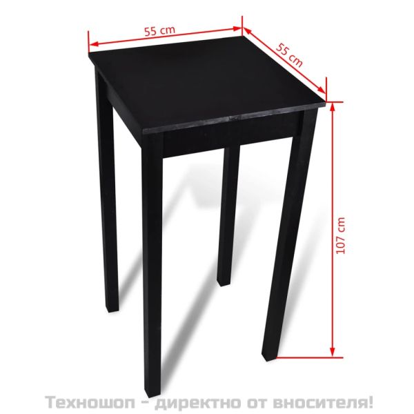 Бар маса, МДФ, черна, 55x55x107 см