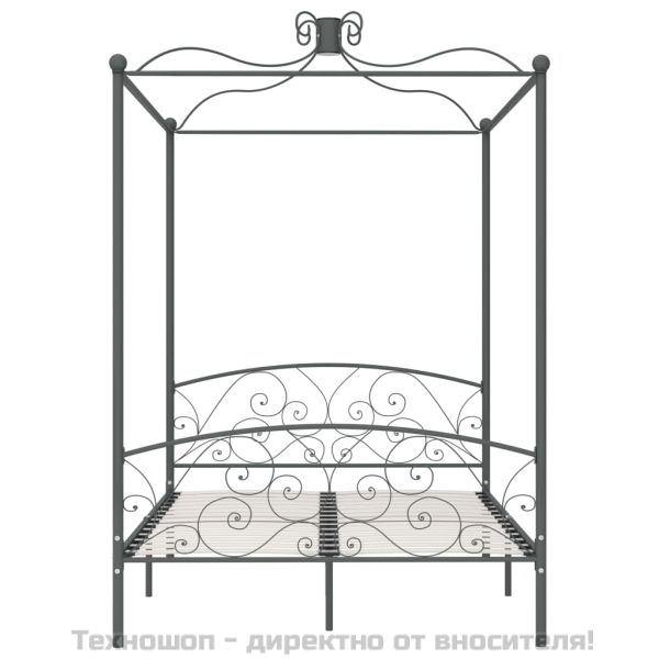 Рамка за легло с балдахин, сива, метал, 140x200 см