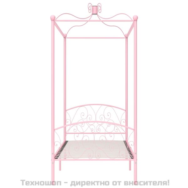 Рамка за легло с балдахин, розова, метал, 90x200 см