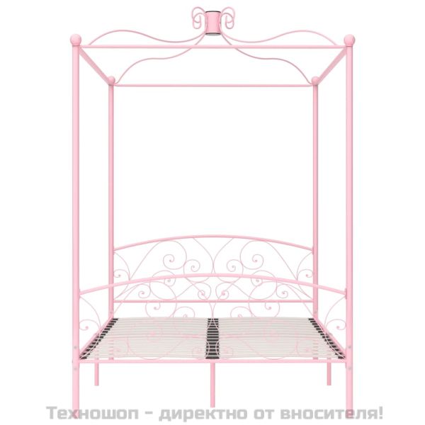 Рамка за легло с балдахин, розова, метал, 140x200 см