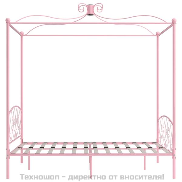 Рамка за легло с балдахин, розова, метал, 140x200 см