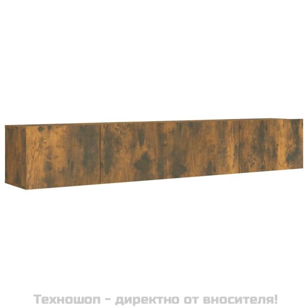 Комплект ТВ шкафове от 2 части, опушен дъб, инженерно дърво