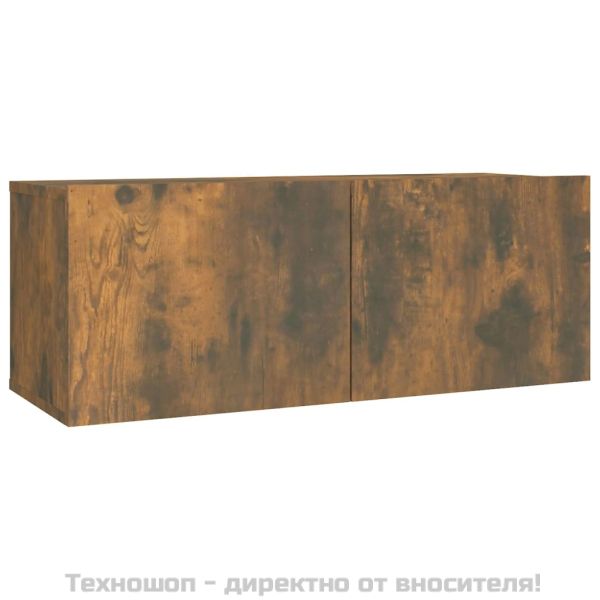 Комплект ТВ шкафове от 2 части, опушен дъб, инженерно дърво