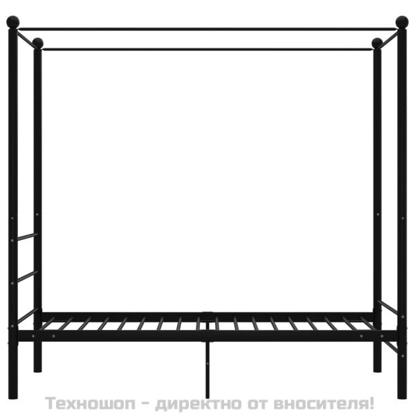 Рамка за легло с балдахин, черна, метал, 90x200 cм
