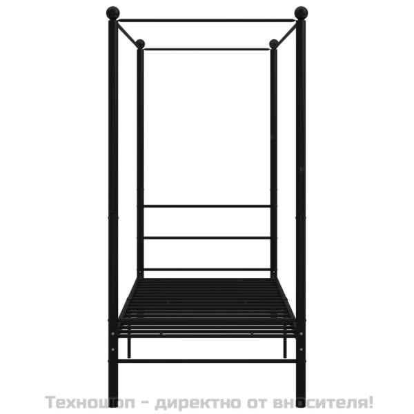 Рамка за легло с балдахин, черна, метал, 100x200 cм
