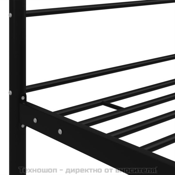 Рамка за легло с балдахин, черна, метал, 100x200 cм