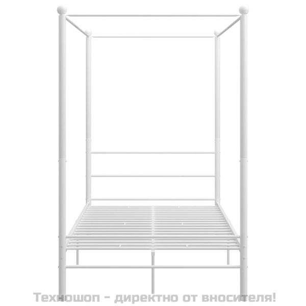 Рамка за легло с балдахин, бяла, метал, 120x200 см