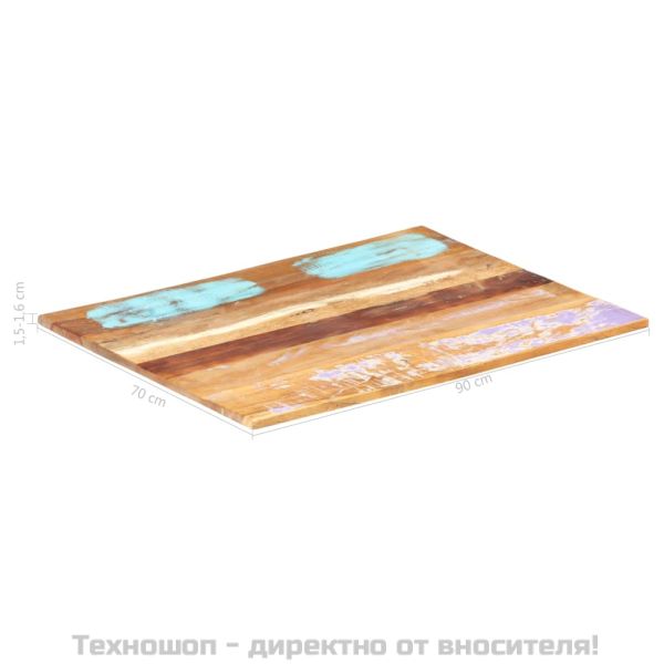 Правоъгълен плот за маса, 70x90 см, 15-16 мм, регенериран масив