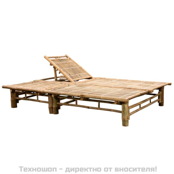 2-местен шезлонг с шалтета, бамбук