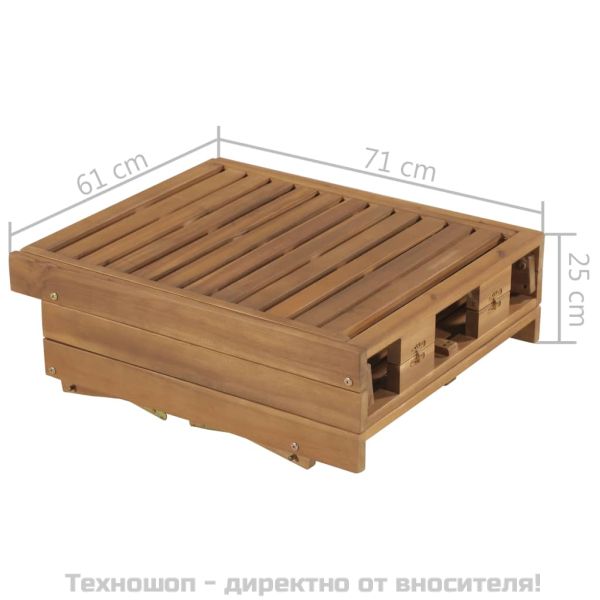 Сгъваем шезлонг с шалте, акациево дърво масив