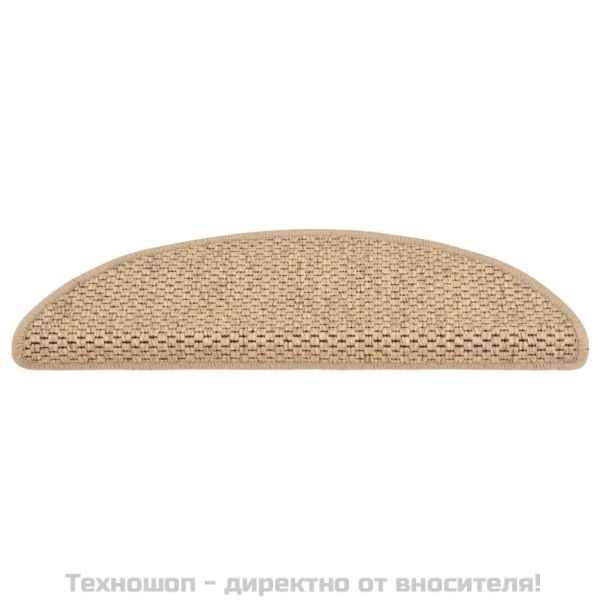 Самозалепващи стелки за стълби вид сизал 15бр 56x17x3см пясъчни