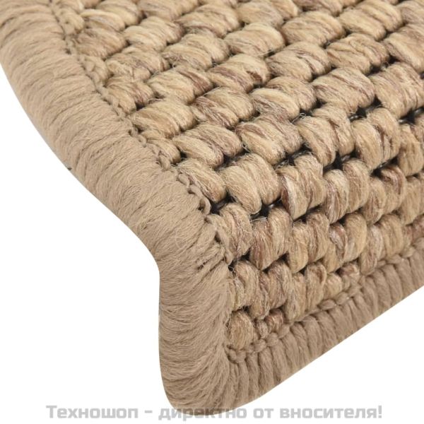 Самозалепващи стелки за стълби вид сизал 15бр 56x17x3см пясъчни