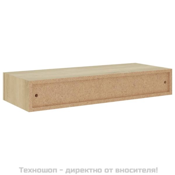 Стенни рафтове с чекмеджета, 2 бр, дъб, 60x23,5x10 см, МДФ