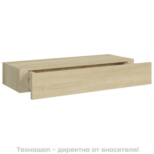 Стенни рафтове с чекмеджета, 2 бр, дъб, 60x23,5x10 см, МДФ