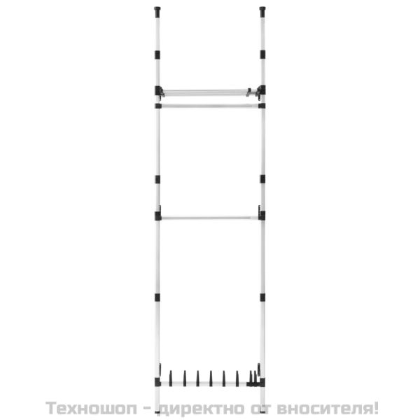 Телескопична система за гардероб с лостове и рафт, алуминий