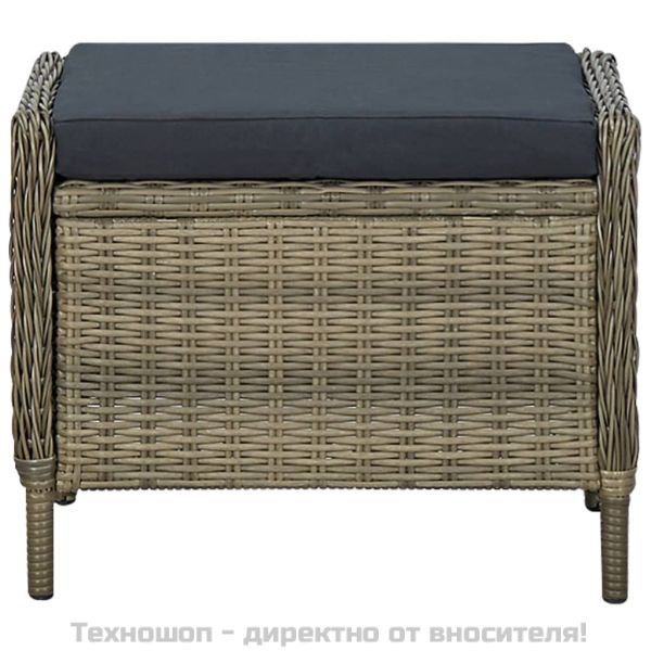 Накланящ градински стол с поставка за крака полиратан кафяв