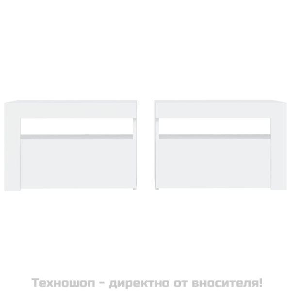 Нощни шкафчета, 2 бр, с LED, бели, 60x35x40 см