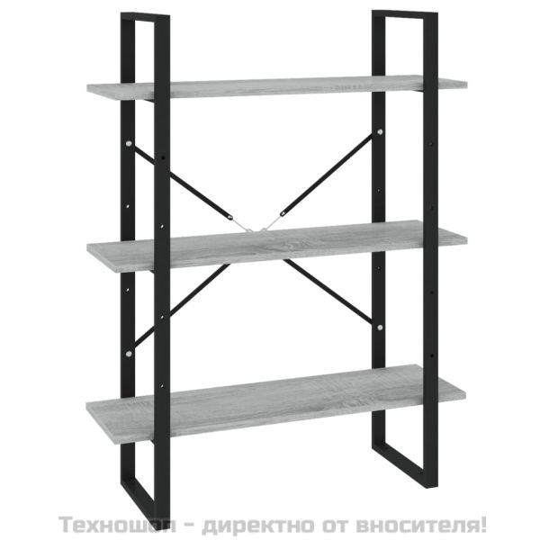 Библиотека на 5 нива, сив сонома, 80x30x175 см, инженерно дърво