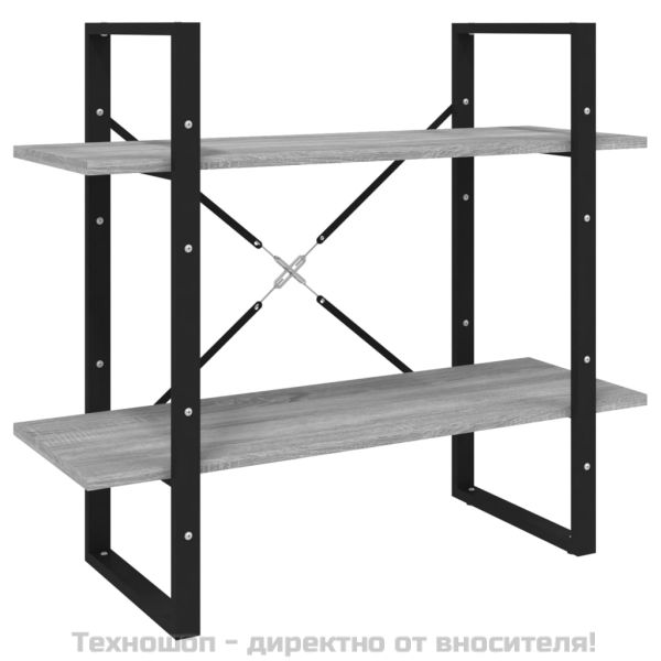 Библиотека на 5 нива, сив сонома, 80x30x175 см, инженерно дърво