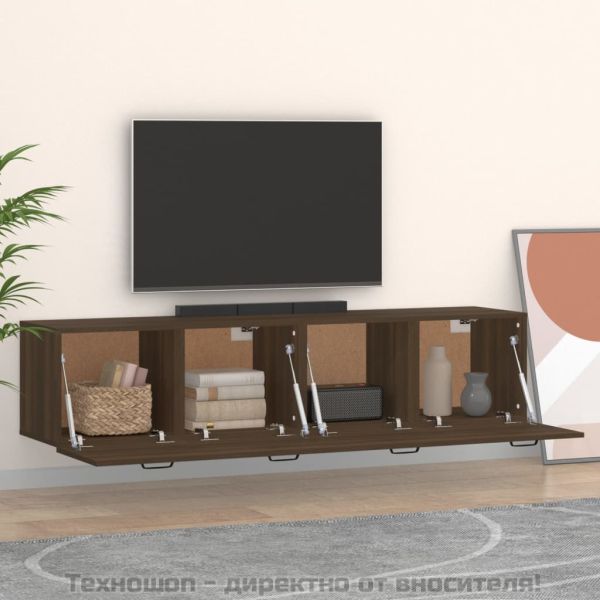 Стенни шкафове 2 бр кафяв дъб 60x36,5x35 см инженерно дърво