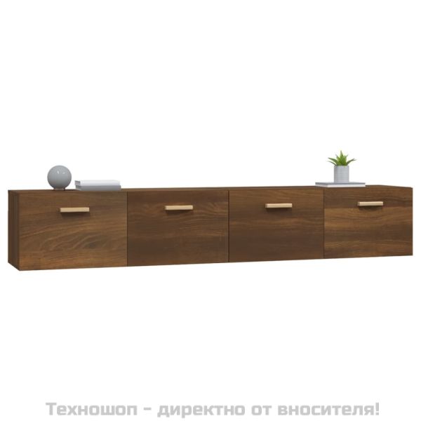 Стенни шкафове 2 бр кафяв дъб 100x36,5x35 см инженерно дърво