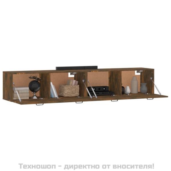 Стенни шкафове 2 бр опушен дъб 100x36,5x35 см инженерно дърво