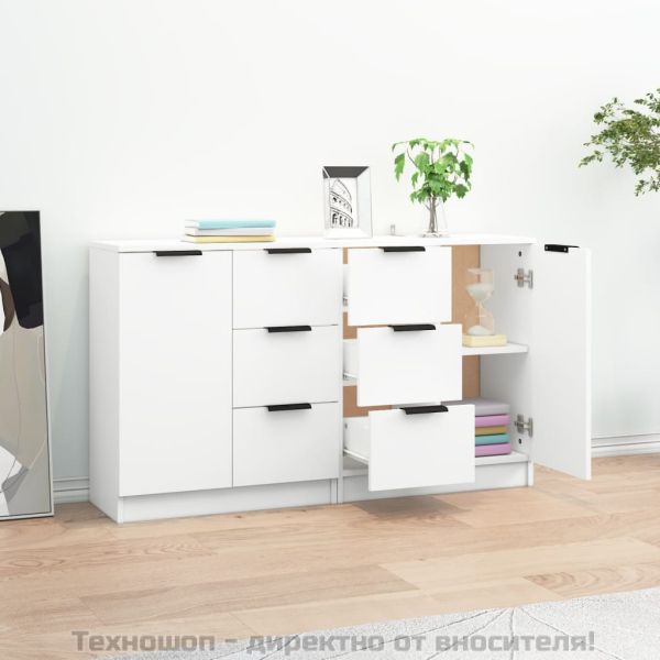 Сайдборди, 2 бр, бели, 60x30x70 см, инженерно дърво