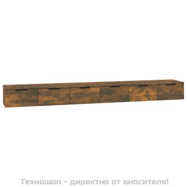 Стенни шкафове 2 бр опушен дъб 102x30x20 см инженерно дърво