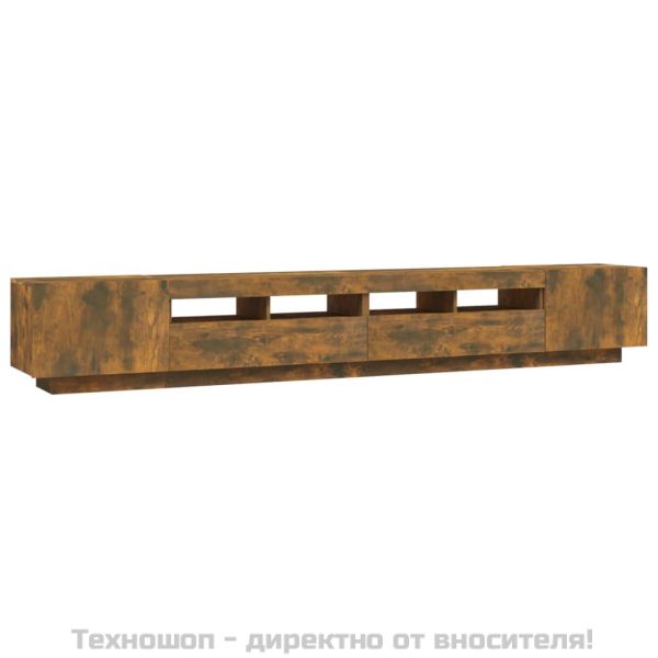 Комплект ТВ шкафове от 3 части с LED опушен дъб инженерно дърво