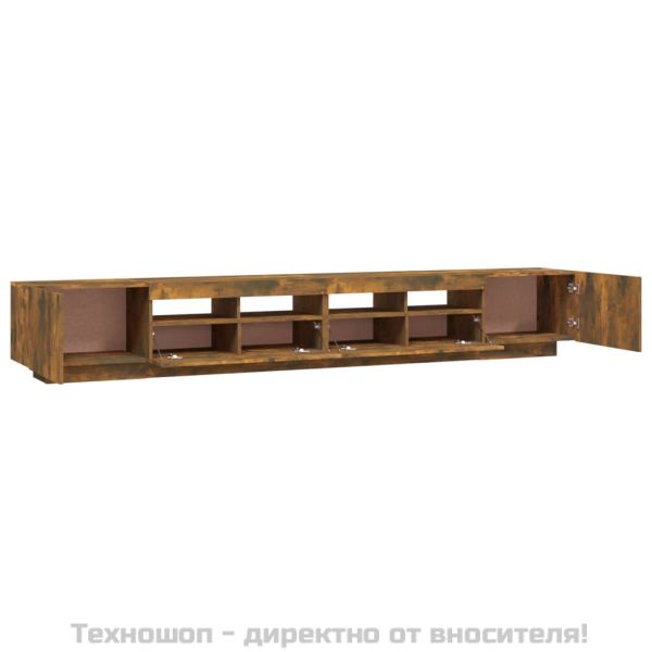 Комплект ТВ шкафове от 3 части с LED опушен дъб инженерно дърво