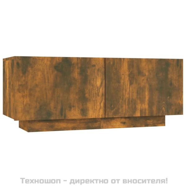 Комплект ТВ шкафове от 3 части с LED опушен дъб инженерно дърво