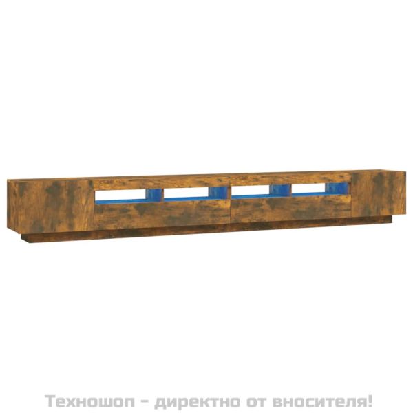 Комплект ТВ шкафове от 3 части с LED опушен дъб инженерно дърво