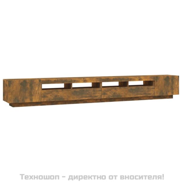 Комплект ТВ шкафове от 3 части с LED опушен дъб инженерно дърво