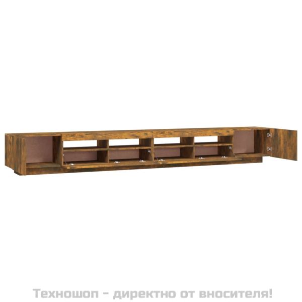 Комплект ТВ шкафове от 3 части с LED опушен дъб инженерно дърво